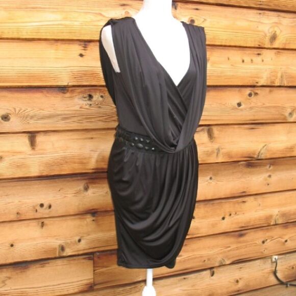 NWT Black Grecian Jersey Dress - Picture 3 of 8